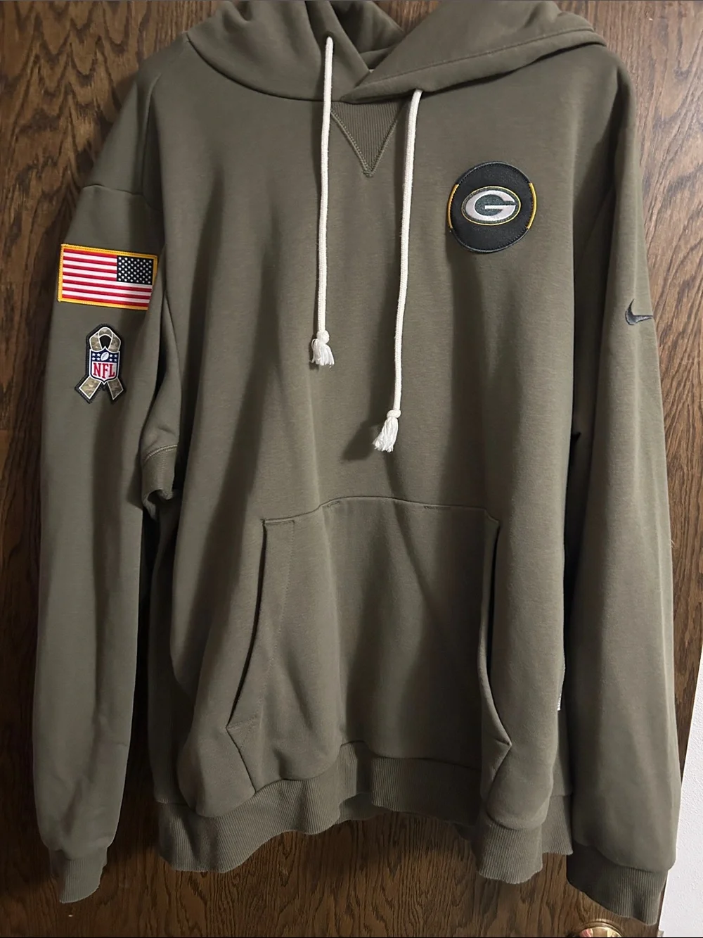 Nike Olive Green Green Bay Packers Pullover Hoodie